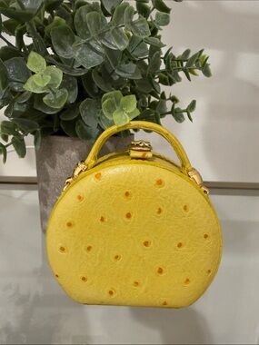 Yellow Ostrich Skin Mini Bag